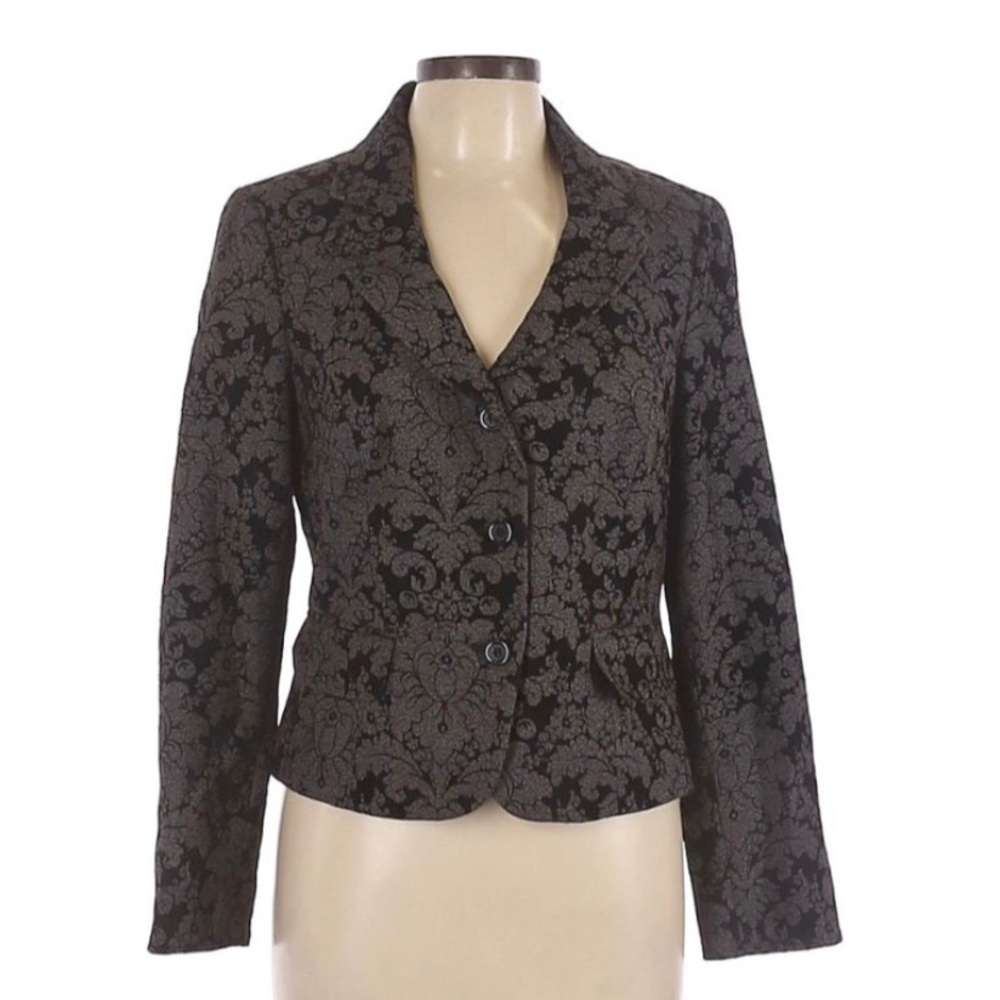 EVAN PICONE Black & Gray Cut Velvet Blazer Sz 10